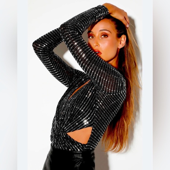 ⭐️ SLASH SUMMER SALE! ⭐️ EUC ASTR the Label Oh Baby Metallic Bodysuit Sz XS - Picture 1 of 16